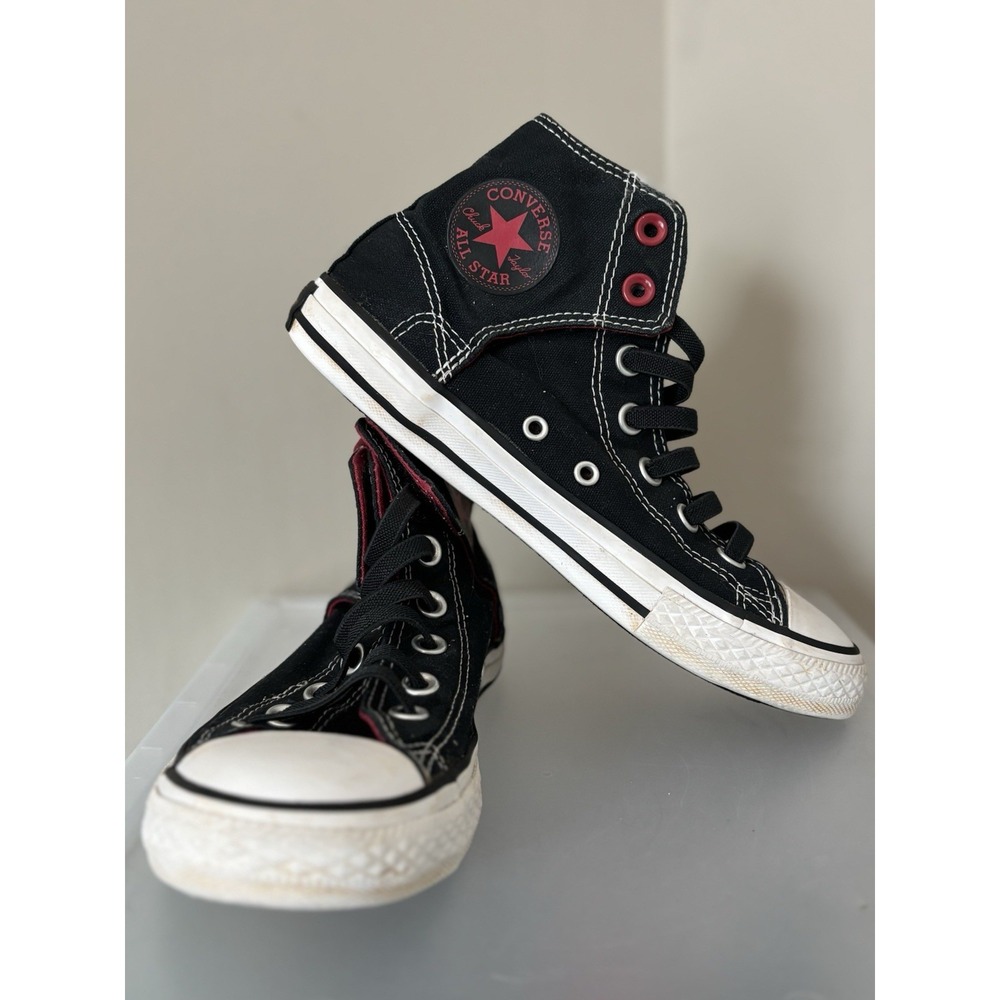 Converse Chuck Taylor All Star Shoes Youth Size 3 Black Red High Top Sneakers